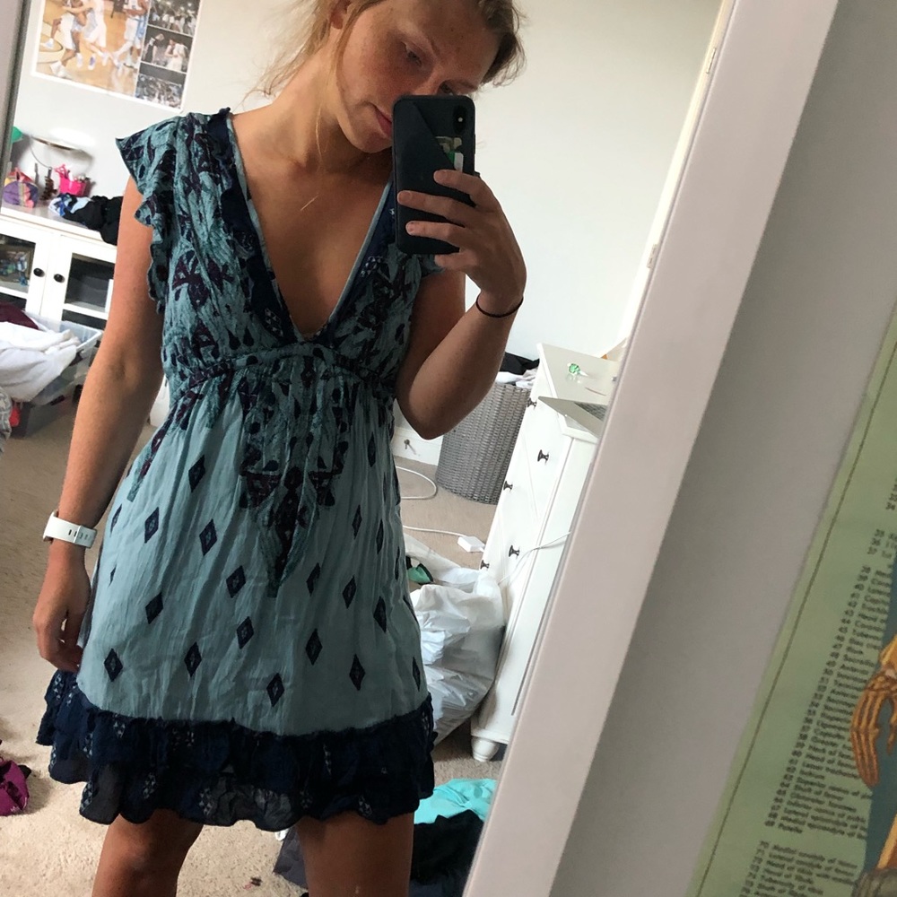 Teal/Navy floral Free People dress